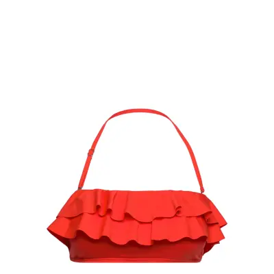 Iconic Solids Ruffle Bandeau Bikini Top Swimwear Bikinis Bikini Tops Bandeau Bikinitops Orange Michael Kors Swimwear