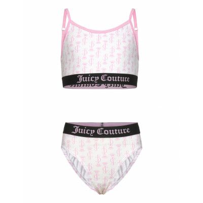 Juicy Couture Juicy Aop Bralette And Bikini Brief Set Hanging Rosa
