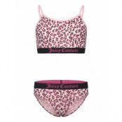 Juicy Couture Juicy Leopard Bralette And Bikini Brief Set Hanging Rosa