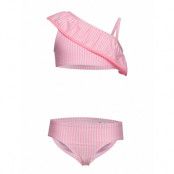 Kids Asymmetrical Stripe Swim Two-Piece Bikini Rosa GAP