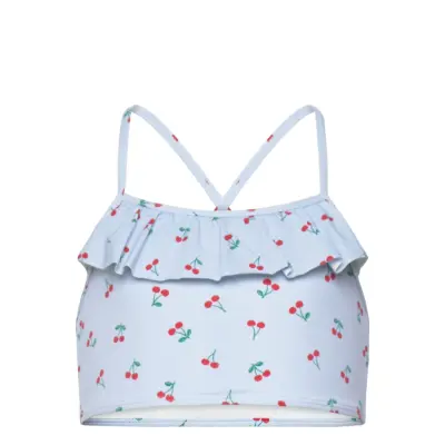 Lindex Bikini Top With Frill Aop Blå