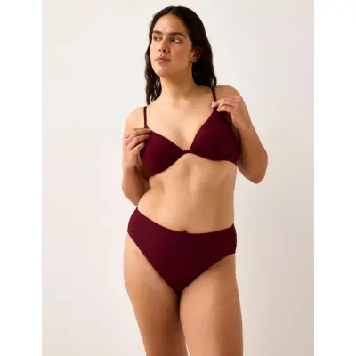 Lindex Brief Bikini High Hanna Rib - Burgundy - S