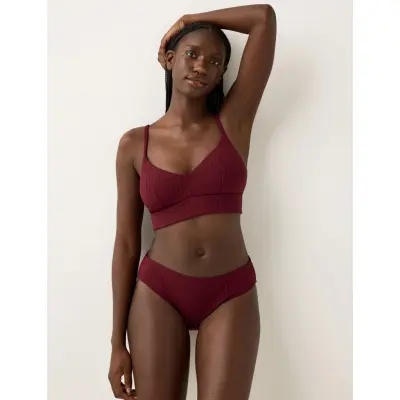 Lindex Brief Bikini Regular Bella Rib - Burgundy - M