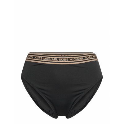 Logo Elastic High Waist Bottom Swimwear Bikinis Bikini Bottoms High Waist Bikinis Svart Michael Kors Swimwear