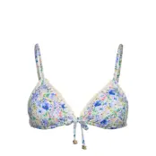 Malina Ally Crochet Trimmed Triangle Bikini Top - Blue - M