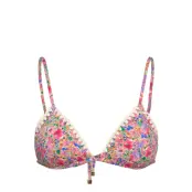 Malina Ally Crochet Trimmed Triangle Bikini Top - Pink - M