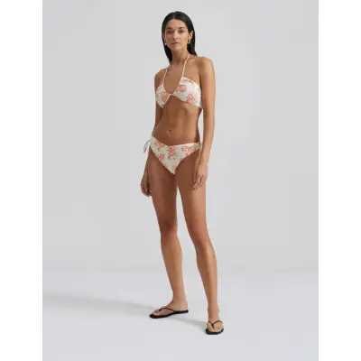 Malina Blanka Printed Drawstring Bikini Bottoms - Red - XS