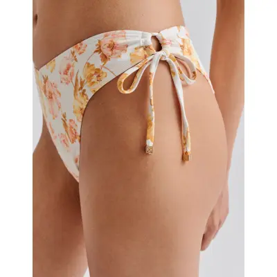 Malina Blanka Printed Drawstring Bikini Bottoms - White - XL
