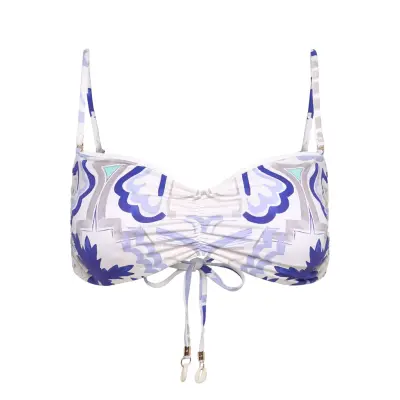 Malina Lottie Printed Bandeau Bikini Top Lila