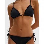 Malina Roselyn Crochet Trimmed Bikini Top - Black - L