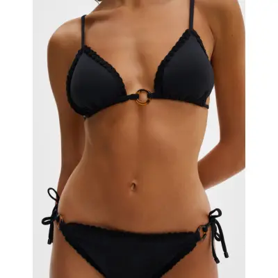 Malina Roselyn Crochet Trimmed Bikini Top - Black - M