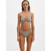 Malina Signature Gold Embellished Bandeau Bikini Top - Grey - L