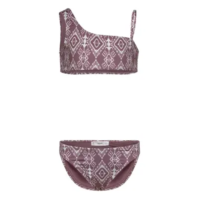 Mango Bikini With Ethnic Print Burgundy