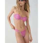 Mango Stripe-Print Bikini Bottoms - Pink - L