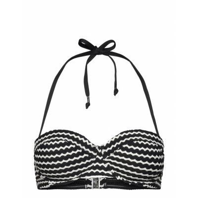 Mesh Effect Bustier Bra Swimwear Bikinis Bikini Tops Bandeau Bikinitops Svart Seafolly