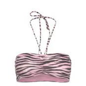 Monki Drawstring Bandeau Halter Bikini Top Rosa