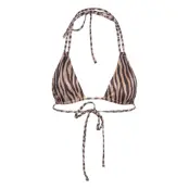 Monki Printed Triangle Halter Bikini Top Brun
