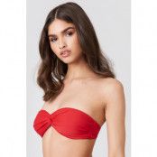 NA-KD Swimwear Bandeau Knot Bikini Top - Red
