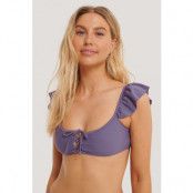 NA-KD Swimwear Bikinitopp Med Knytning Fram - Purple