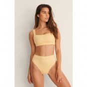 NA-KD Swimwear High Waist Wide Rib Bikini Panty - Yellow