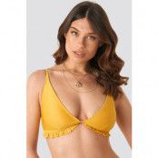 NA-KD Swimwear Ribbed Flounce Bikini Top - Yellow