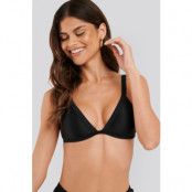 NA-KD Swimwear Ribbed Triangle Bikini Bra - Black