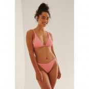 NA-KD Swimwear Ribbstickad Bikinitrosa Med Hög Benskärning - Pink