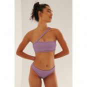 NA-KD Swimwear Ribbstickad Bikinitrosa Med Medium Midja Och Dragsko - Purple