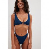 NA-KD Swimwear Smockade bikinitrosor med ringdetaljer - Blue