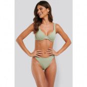NA-KD Swimwear Structured Lace Edge High Cut Bikini Panty - Green