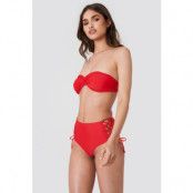 NA-KD Swimwear Wide Lacing Bikini Bottom - Red