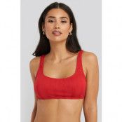NA-KD Swimwear Wide Ribbed Bikini Top - Red