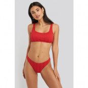 NA-KD Swimwear Wide Ribbed Highcut Bikini Briefs - Red