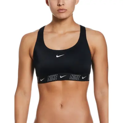 NIKE SWIM Nike Logo Tape Racerback Bikini Top - Black - XL