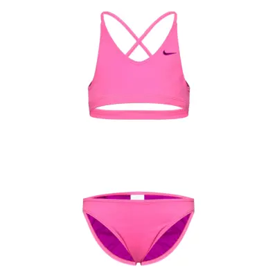 NIKE SWIM Nike Solid Lace Up Bikini Set - Pink - XS