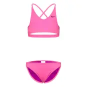 NIKE SWIM Nike Solid Lace Up Bikini Set Rosa