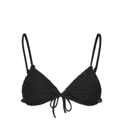 NIKE SWIM Nike Swoosh Terry Towelling Triangle Bikini Top Svart