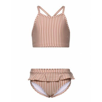 Norma Bikini Set Seersucker Bikini Beige Liewood