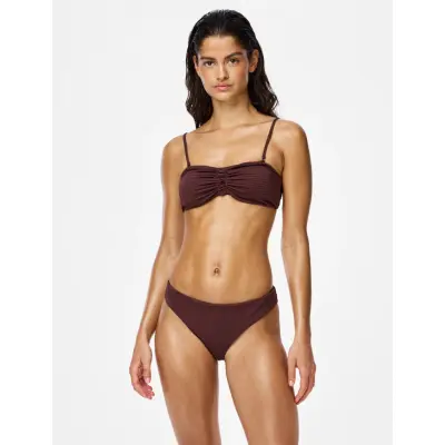 Pieces Pckaya Seersucker Bikini Brief - Brown - XL