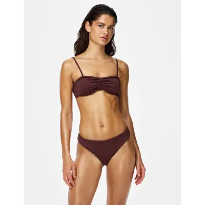 Pieces Pckaya Seersucker Bikini Top - Brown - XL