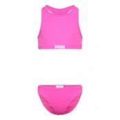 Puma Swim Girls Racerback Bikini Set 1P Sport Bikinis Pink Puma Swim