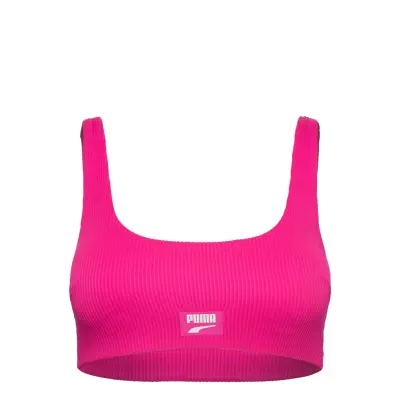 Puma Swim Women Ribbed Scoop Neck T Swimwear Bikinis Bikini Tops Wired Bikinitops Rosa Puma Swim