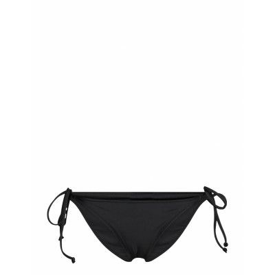 Recycled Core Solid String Bikini Briefs Swimwear Bikinis Bikini Bottoms Side-tie Bikinis Svart Ganni