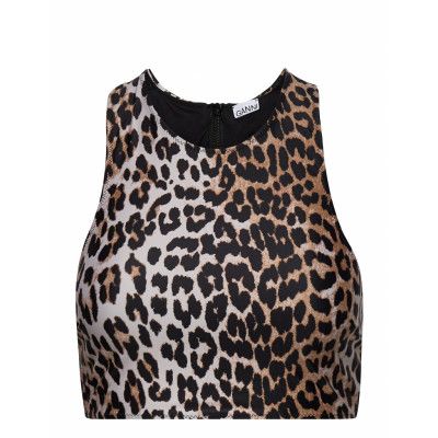 Recycled Printed Swimwear Bikinis Bikini Tops Bandeau Bikinitops Brun Ganni