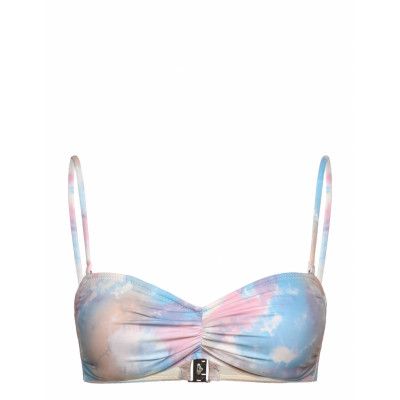 Recycled Printed Swimwear Bikinis Bikini Tops Bandeau Bikinitops Blue Ganni