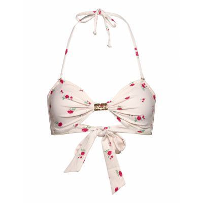 Recycled Printed Swimwear Bikinis Bikini Tops Bandeau Bikinitops Cream Ganni