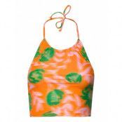 Recycled Printed Swimwear Bikinis Bikini Tops Bandeau Bikinitops Orange Ganni
