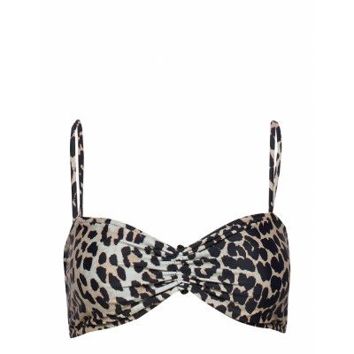 Recycled Printed Swimwear Swimwear Bikinis Bikini Tops Bandeau Bikinitops Brun Ganni