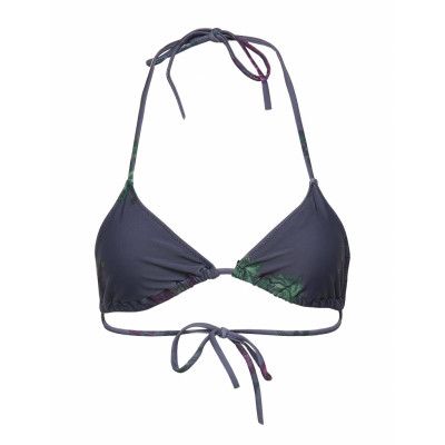 Recycled Printed Swimwear Swimwear Bikinis Bikini Tops Wired Bikinitops Svart Ganni