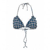 Recycled Seersucker Frill String Bikini Top Swimwear Bikinis Bikini Tops Triangle Bikinitops Multi/mönstrad Ganni